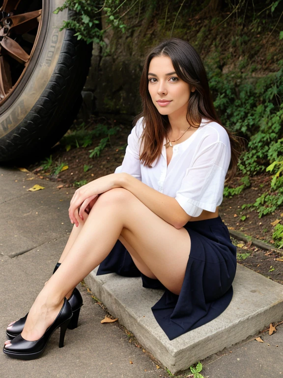 Brazilian babe in short skirt and high heels