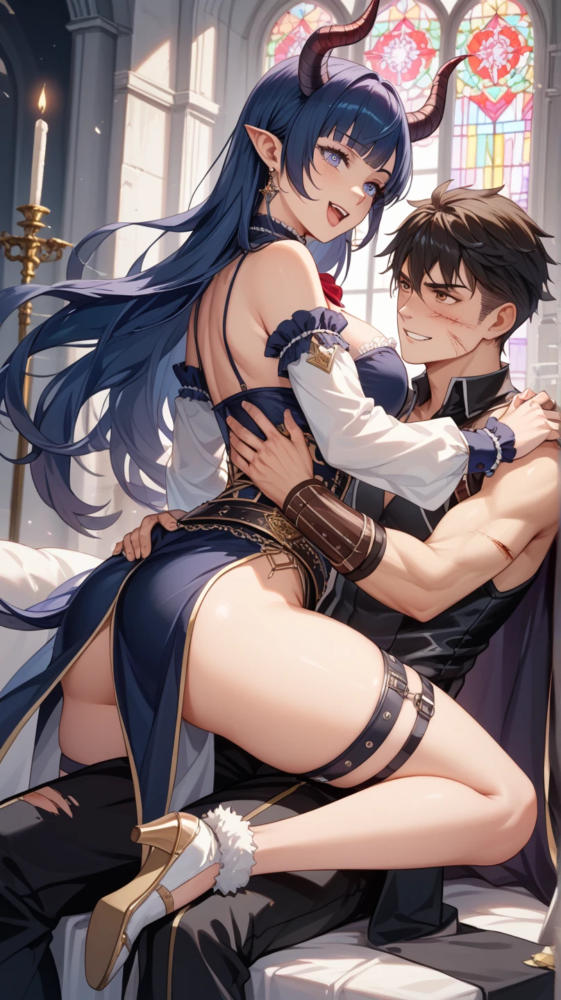 (Browsing Caution:1.0)、(masterpiece, Highest quality), Intricate details,(buzzer、Fantasy worldview、Castle、Burning Castle)、(Blue and white armor、tights、Broken sword)、(Black Hair)、 One Woman、(Clothes get torn)、(20-year-old female), Goblins, surrounded by Goblins, Scared, Think carefully, Torn clothes, Blood,(Three Men)、Goblins grab the waist、Goblins grab chests、Goblins hug、Goblins grab your arm、Goblins grab the leg、Sex with Goblins、M-shaped foot、(cry、Goblins dick goes between your legs)、With sword、Holding a stick、Fight、Tying your hands、Tie your chest with rope、Prisoner、Imprisonment、(Excessive 、Cum on body:1.2、cum in pussy)、(Browsing Caution),(Two men and one woman,Have sex)、(excessive cum、cum on body:1.2、cum in puss)、Put your hands on the ground、Goblins grab you from behind、Goblins grab breasts from behind、(Male Goblins forcefully capture female warriors and insert their dicks into them:1.2)