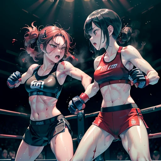 Back female fighting rain