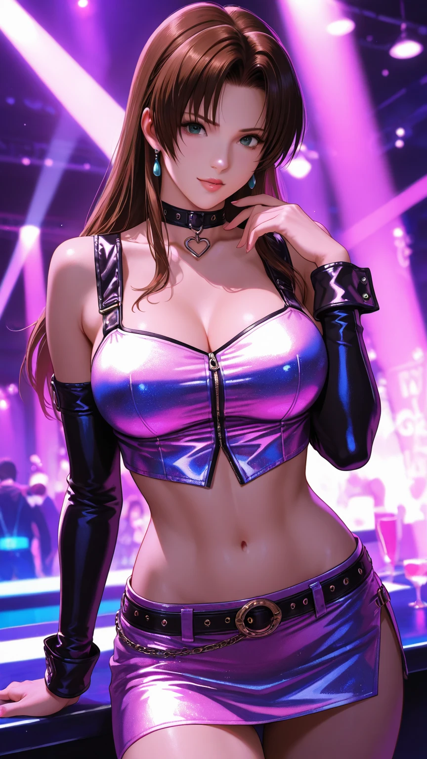 (ultra realistic,32k,RAW photo:1.1),(high detailed skin:1.1), 8k uhd, dslr, high quality, film grain, (makeup, mascara:1.1), lips,(thick\lips\),
(shiny glossy translucent clothing:1.1), <lora:sonoda_chiyoko_v1:0.7>bbchiyoko, long hair, demon horns, hair ornament, earrings, facial mark, star \(symbol\), bare shoulders, see-through, purple shirt, bodysuit, gloves, (covered navel:1.1), purple skirt, miniskirt, asymmetrical legwear, <lora:add_detail:0.82>, huge breast,
Pretending to swim in air, (upper body:1.1)
(busty:1.1) , (chubby:0.1),(dense light rays:1.2),<lora:LowRA:0.4>, dark theme, blank background