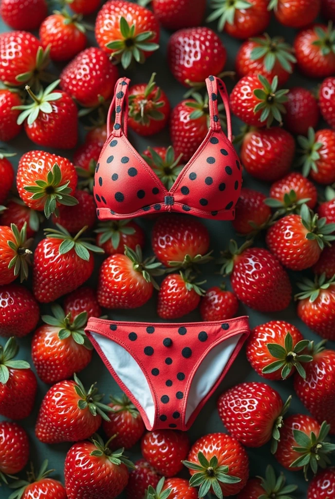 Beautiful woman wearing a strawberry-shaped bikini top