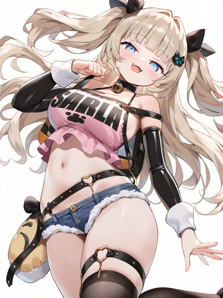 (8K、Best image quality、Highest quality、masterpiece)、Detailed face、Real Anime、3d、1. splatoon girl、Dark silver tentacle hair、Long tentacle hairs、Pink inner hair、Golden Eyes、Earrings、Wicked Smile、Huge breasts、White shirt、Long sleeve、((Button removed))、Cleavage、((White lace bra))、Black pleated skirt、((White and black striped panties))、White socks、loafers、Sit with your knees raised、On my back、Shooting from the sky、vaginale、Anatomically accurate whole body、
