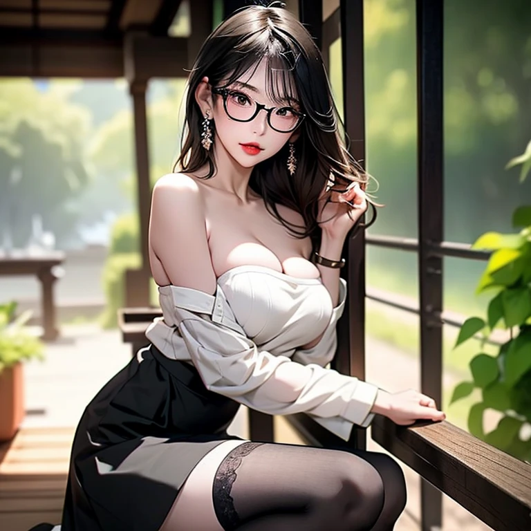 Random pose,Extreme Close-up,Movie Scenes,Fantasy art,Best image quality,Hyperrealist portrait,(8k),Ultra-realistic,最high quality,high quality,High resolution,high qualityの質感,Attention to detail,Beautiful details,Fine details,Highly detailed CG,Detailed Texture,Realistic facial expressions,masterpiece,before,dynamic,bold,1 Girl,Highly detailed skin,curve,,Beautiful breasts,Large Breasts,Pale skin,Pointed Chest,Erect nipples,(Very fine hairs),(Very soft hair),(Super Straight Hair),Long, slicked bangs,Very light coppery amber hair,Hair on one eye, , (lawyer, Powerful, Chic black suit, White blouse, pants suit, High heels, Glasses, Serious, Self, enthusiasm, Spiel, Stand up and read the document, Glassesを手で押し上げる,)