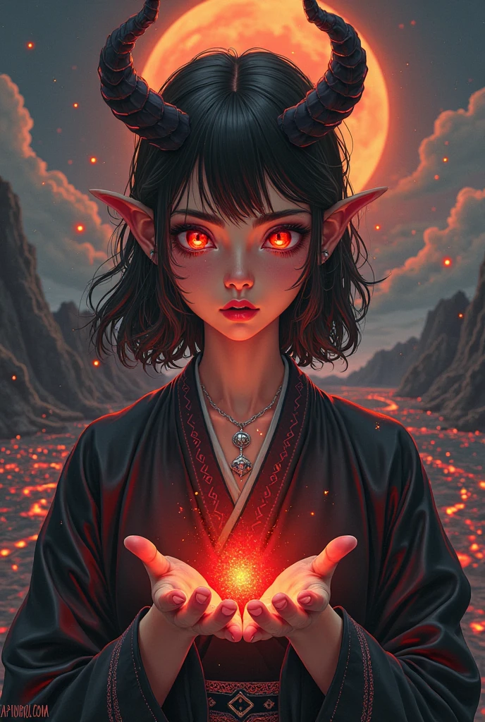 LawrenceShoggoth  ThisisNotFine  HellaineFace, beautiful sexy girl, hell Background, fire