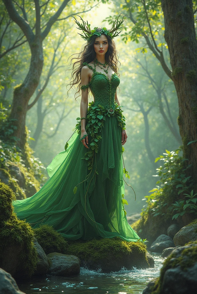 Create a dress on forest theme that looks real
