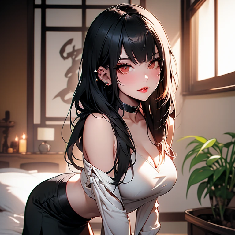 (face focus:1.5),(1girll:1.7),(solo:1.5).(view the viewer:1.4). NSFW.bob cuts. (skinny:1.7). (Slim legs:1.6) . orgasm.Short black skirt.hot onsen. (Big breasts:1.7). Black hair. Sweat. steam. (paizuri:2.0).(penis:1.3). (cum on breast:1.4).