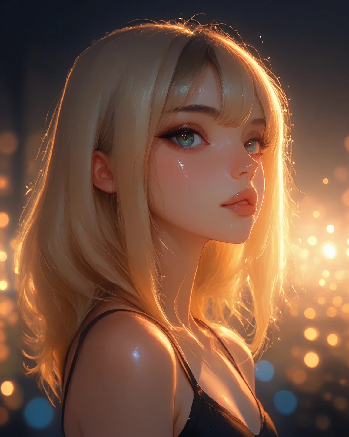 cinematic shot, centered, cinematography, intricately detailed, crafted, meticulous, magnificent, maximum details, extremely hyper aesthetic, realistic, (((1girl, solo))), 18age, long hair, Blonde hair, (((center)))