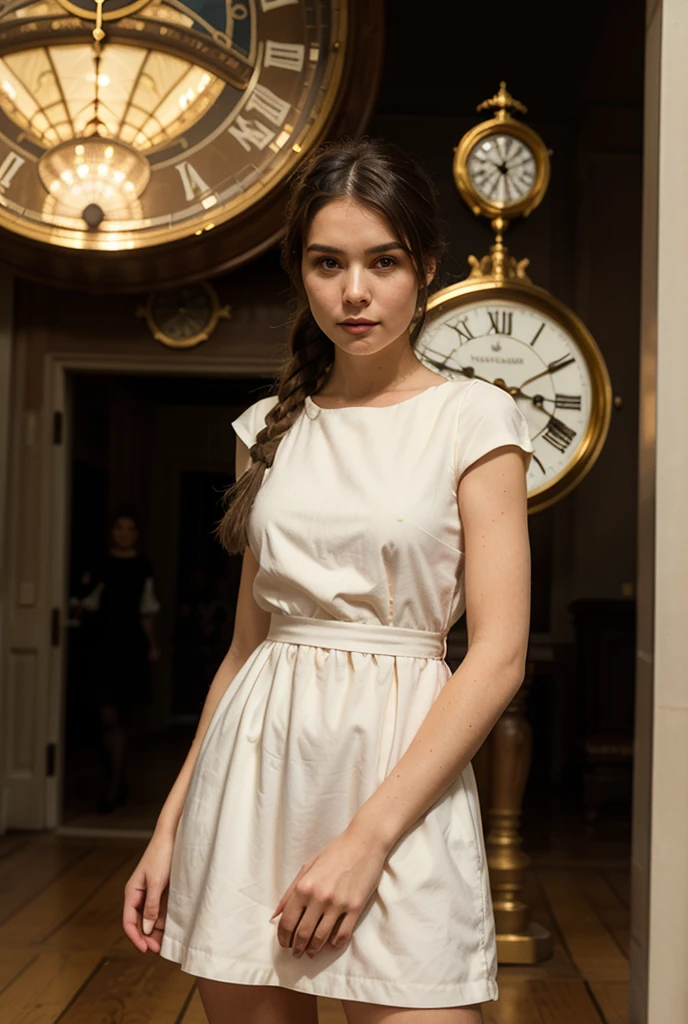 ((best quality)), ((masterpiece)), (detailed), perfect face, woman, 23 yo, fancy party clothes, in a museum