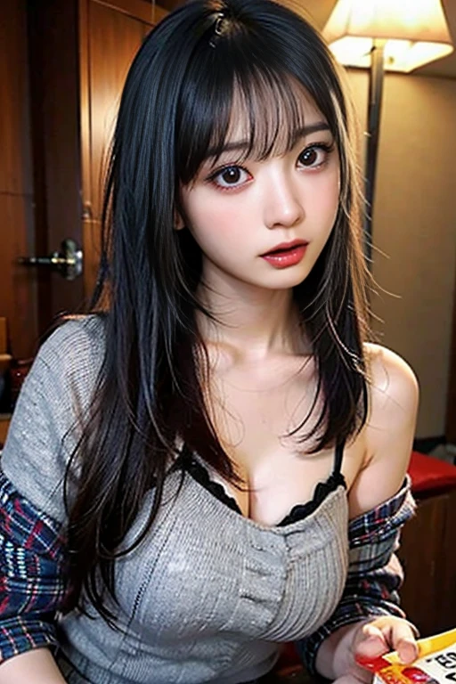 Naked complete, small round breasts, cleavage, perfect nipples, small round tits, sexy pose, shiny brown hair,