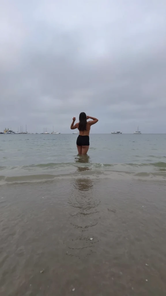 Dark hair girl, bikini, big ass