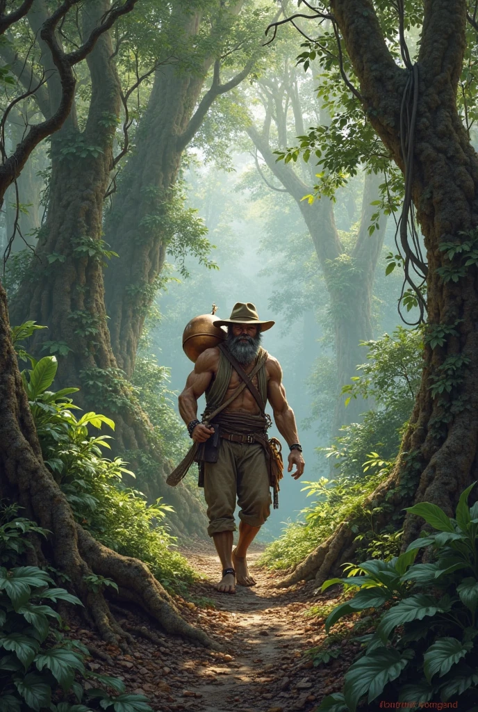 [1] = Create an image of saci-pererê in a Brazilian rainforest setting.
[2] = Details of the saci-pererê with one leg, red hat, pipe and mischievous expression, as he hides behind a tree.
[3] = A dense tropical forest with tall trees, hanging vines, and lush foliage.
[4] = A mysterious and playful atmosphere, where the saci-pererê moves stealthily, creating a feeling of surprise.
[5] = Watercolor painting.
[6] = Using watercolor techniques, highlight the vibrant colors of the forest and the saci-pererê, capturing the lightness and transparency of the paints, --ar 16:9 --v 5