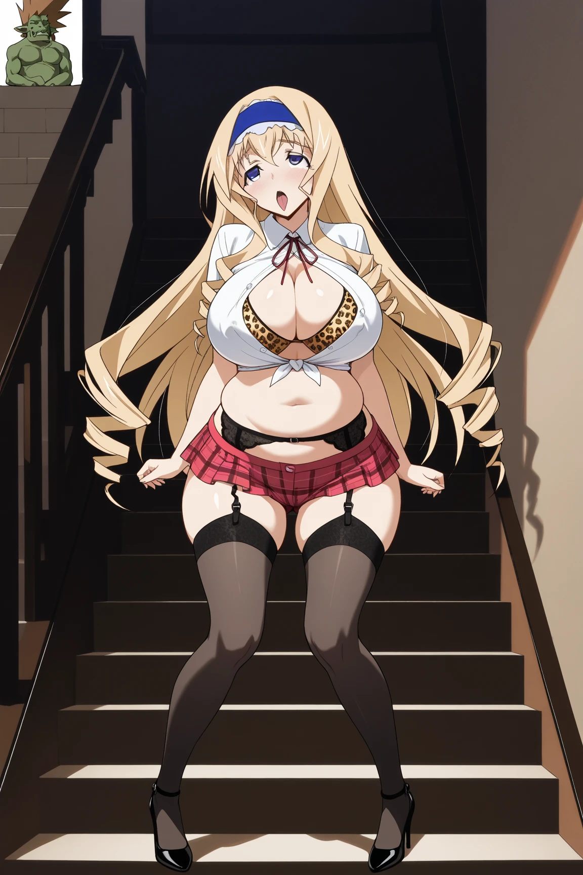 (anime art style:0.1), 2d, masterpiece, best quality, (very aesthetic:1.5), absurdres, dynamic shadows, atmosferic, (kitagawa marin), (1girl), ((blonde hair)), long hair, (red eyes), sparkle eyes, detailed eyes, eyelashes, ahoge, hair between eyes, bangs, big breasts, cleavage, curvy body, ahegao, tongue, saliva, open eyes, intense blush, sweet, choker, strapless, leopard print, nightgown, see-through, ((cowboy shot)), hands on own breasts, kneeling, spread legs, ((from below)), indoors, window, night, town, clouds, looking at viewer, panties, vibrator cord, egg vibrator, vibrator