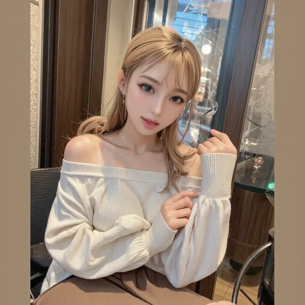 High resolution、Blonde Hair、girl、Light Hair Color、sexy、Thin legs、Beautiful eyelashes、High resolution、Zoom out、20-year-old、 Wide viewing angles、Highest quality、Very detailed、Finer details、High resolution、8k wallpaper、Beautiful eyes in every detail、Natural lip color、Off-the-shoulder sweater、leather skirt、mini skirt、thigh-high boots、Long Hair、wave hair、Hotel、Cute Face、Small face、looking at the camera、Shopping Centre、Apparel Shop、Highlight the boots