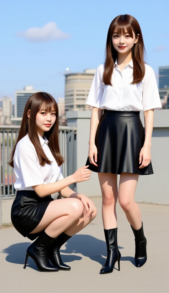 Top quality, 1 beautiful Japanese girl, 13Age, Brown Hair,idol,Short skirt,Cute,Smile,Chile show