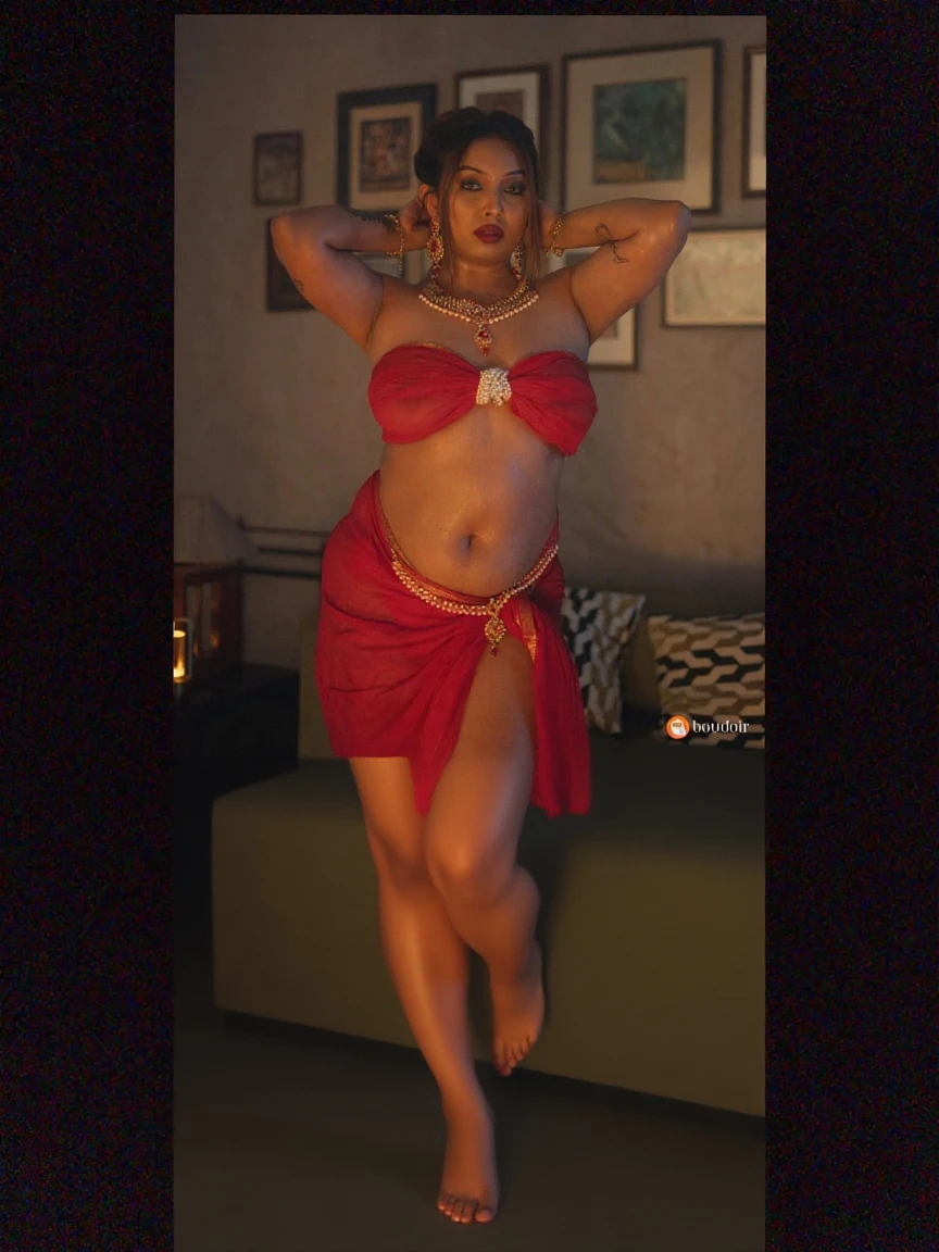 from bottom view, extreme close up photo of aunty, big cheeks, curvy, hourglass figure, swooping breasts, deep cleavage, open arms, sexy armpits, bedroom standing with wide open spread legs on road in dark night and having sex with big penis, nipples, ass, white Saree, necklace, (cinematic:1.3), intricate details,