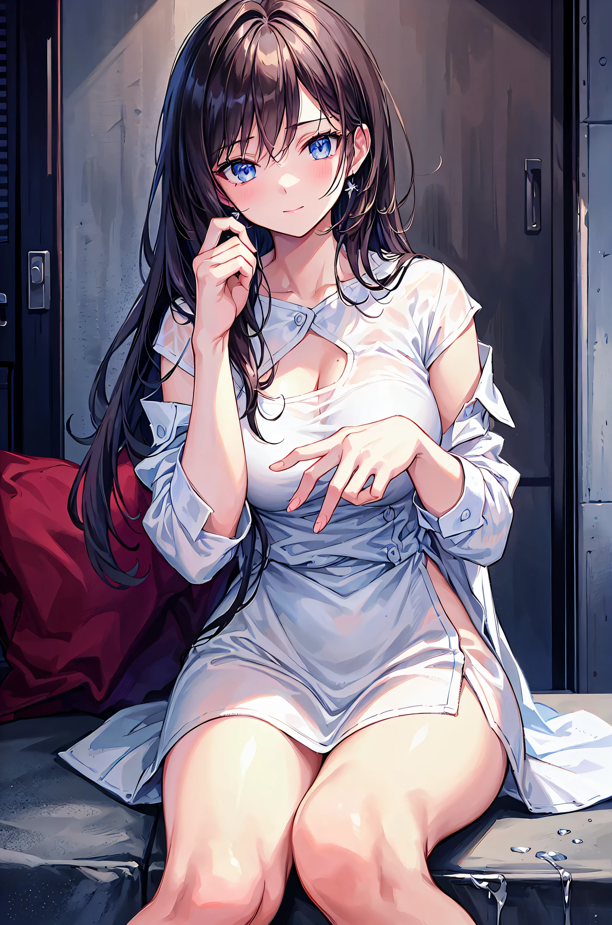 nsfw,1boy is lying on bed,hetero, 1girl , (handjob:1.4), veiny penis,(cuddling handjob:1.3), pov, (one eye closed:1.1),facial,(veiny penis:1.2),(flying cum:1.2),(projectile cum:1.2),(大人の女性、セクシーな女性、クールな女性,完璧な美人)