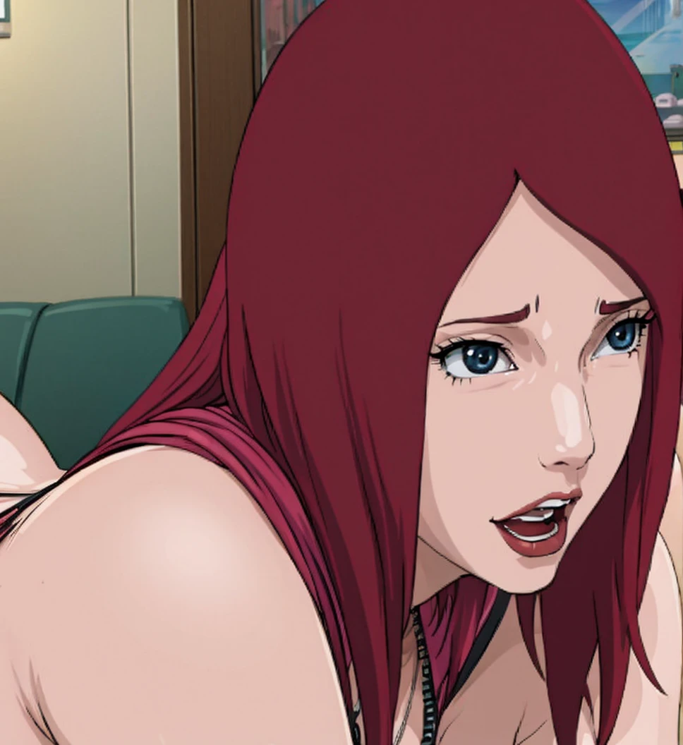 Redhead kushina in  a sexy black saree a hotel room,milf ,thick milf , perfect face, perfect eyes, perfect limbs ,perfect makeup,cleavage,bright red hairs