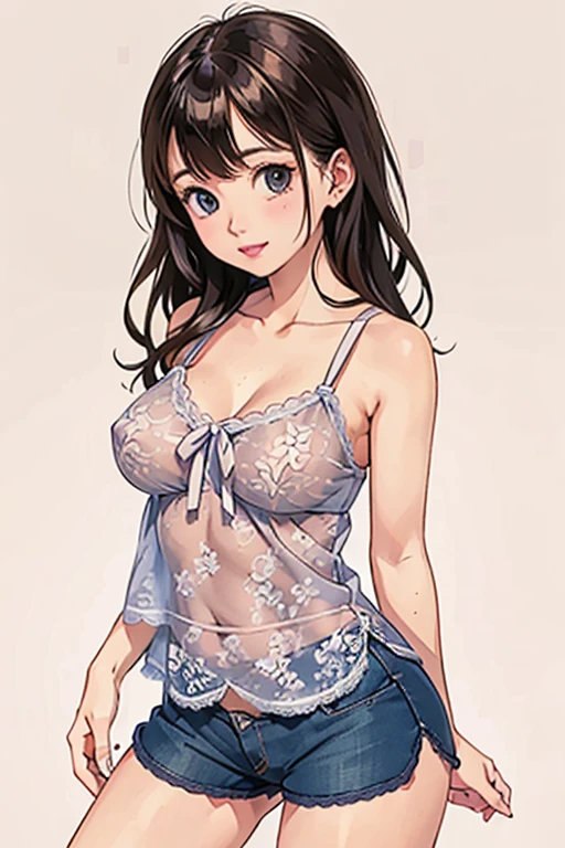 Busty naked Asian girl showing off breastss