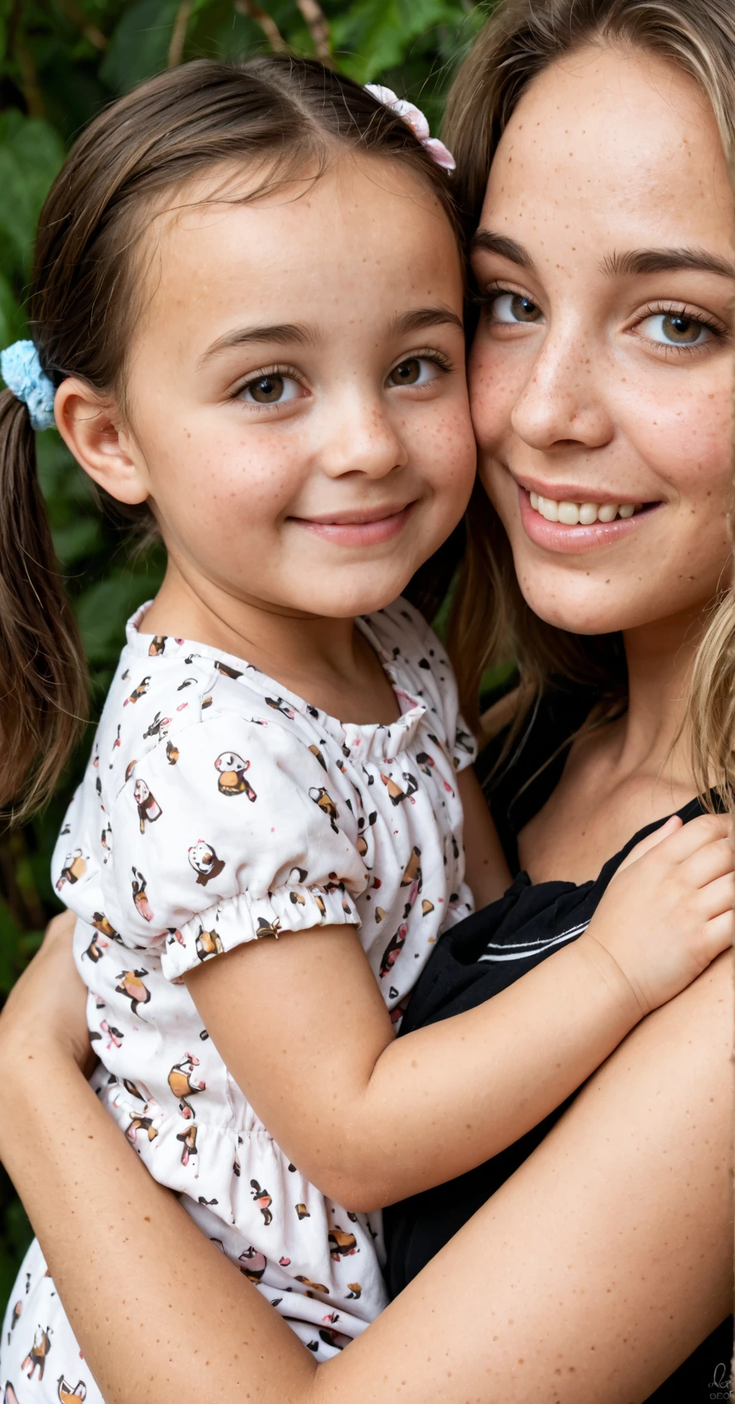 2heads, two headed girl, (one head young child:1.5), (one head adult:1.5) (uncomfortable and annoyed:1.2)