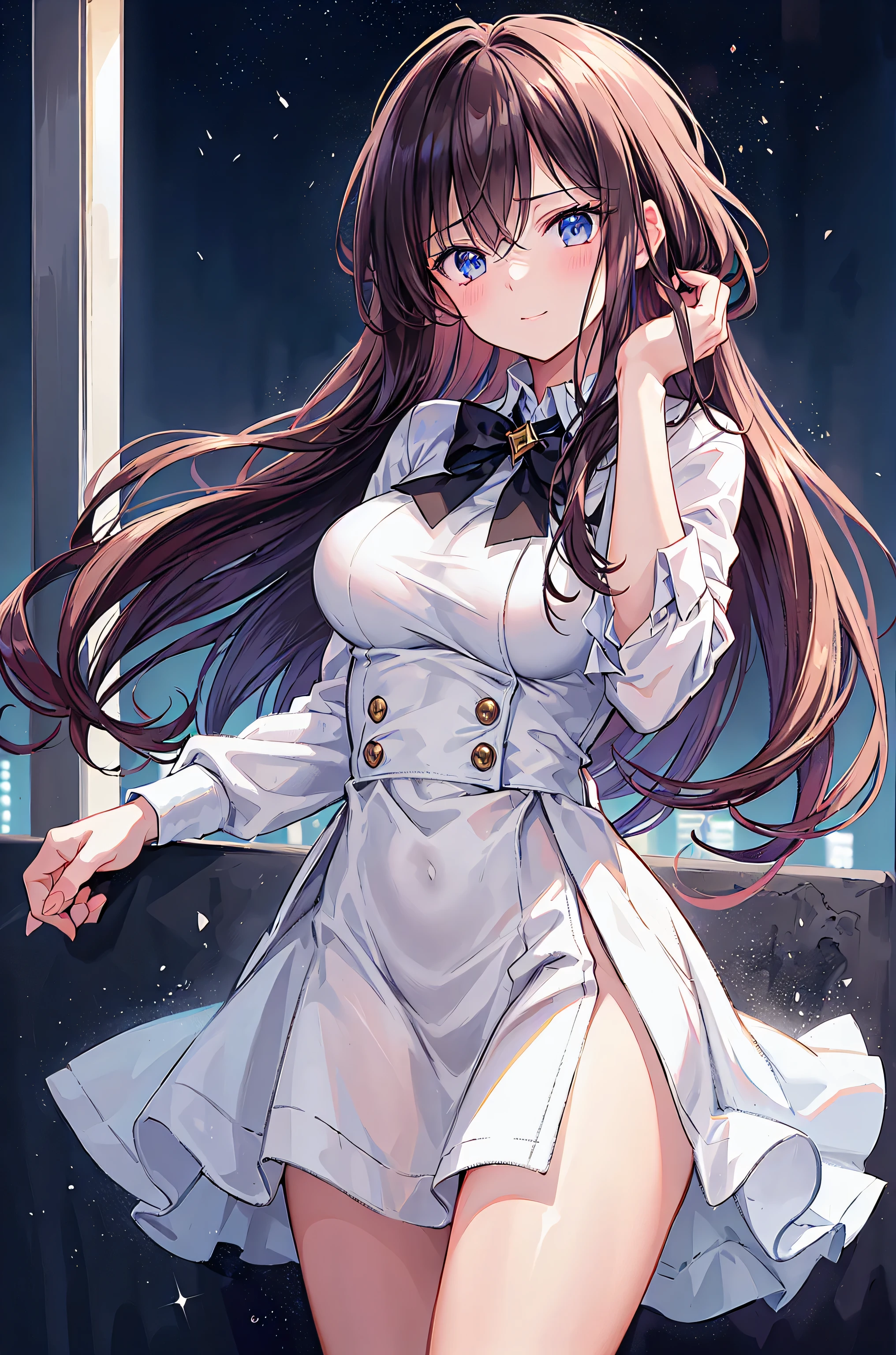 Woman body definition thick thigh cybernetic body parts, long skirt, long skirt