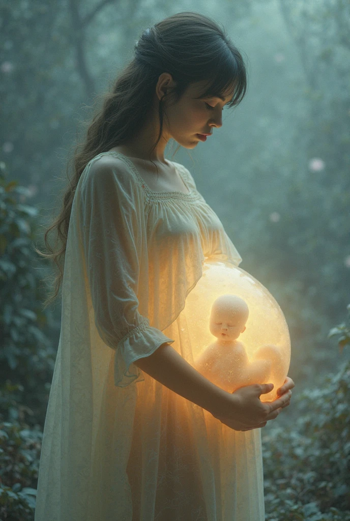 A woman with a baby growing outside her womb