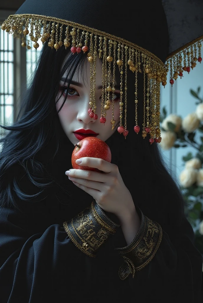 32K（tmasterpiece，k hd，hyper HD，32K）Flowy large curly hair，Flowing rouge，ponds，zydink， a color，  Asian people （Silly girl）， （Silk scarf）， Combat posture， looking at the ground， Large rolls of rouge， Flowing rouge curls， Crocodile skin skull headdress， Chinese long-sleeved clothing， （abstract ink splash：1.2）， Pink lotus background，Water lily flower protector（realisticlying：1.4），Rouge hair，Autumn is in full swing，The background is pure， A high resolution， the detail， RAW photogr， Sharp Re， Nikon D850 Film Stock Photo by Jefferies Lee 4 Kodak Portra 400 Camera F1.6 shots, Rich colors, ultra-realistic vivid textures, Dramatic lighting, Unreal Engine Art Station Trend, cinestir 800，Large curls，Flowing rouge