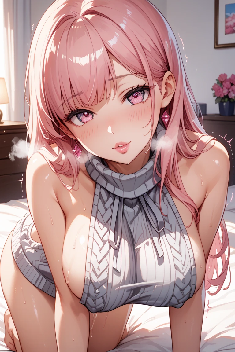 realistic, 3 girls, high resolution，high performance，cowboy shot，A black-haired girl, a pink-haired girl, and a blue-haired girl are lined up， crop top,red skirt, clothes are exposed，parted lips, blush, night明け, night，night景，outside，flower hair ornament，Floral ornament，small breasts，Childlike physique，chest exposure，chikubi，nipple，ピンクのnipple，areola，ピンク色のnipple，Shyness，embarrassed look，blush，peeing self，nippleと胸が露出した，perfect hands，seducing，My chest is sticking out，ecstatic face，nippleを触っている，masturbation，red lipstick，double eyelids，Round eyes，beautiful eyes