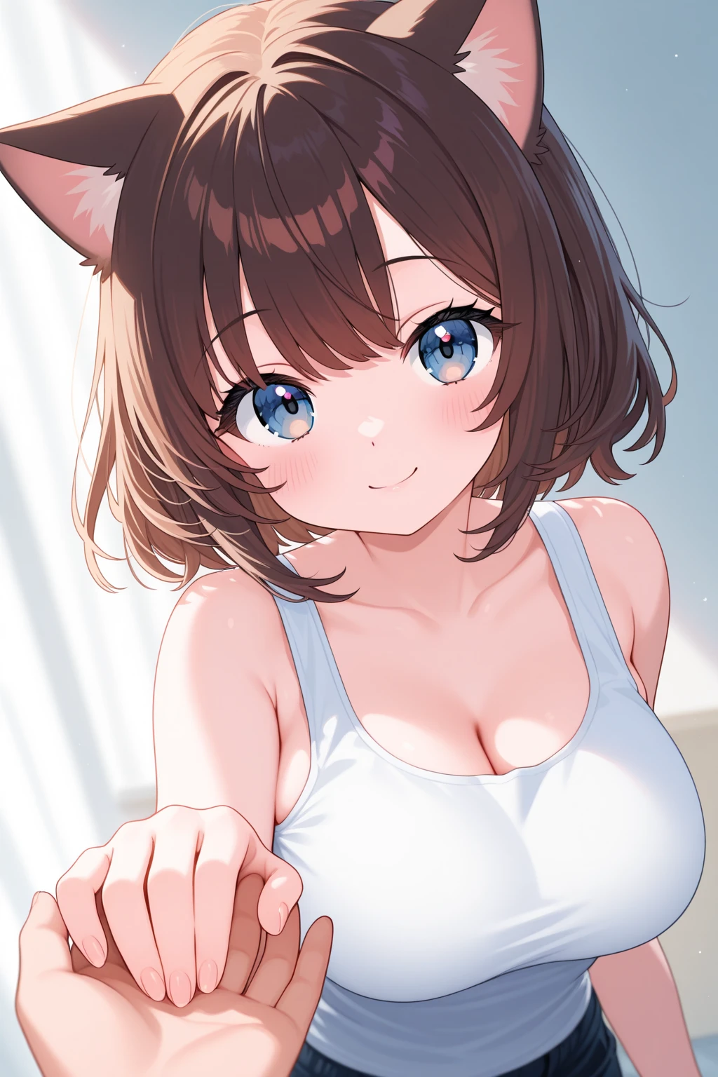 Super Creek、Ma Niang、horse ear、Big Breasts (One Girl:2.0)、(((masterpiece))), (((Highest quality))), ((Very detailed)), (Highly detailed CG illustrations), ((Very delicate and beautiful)),(Cute and delicate face),Cinematic Light,,short hair,(Character Focus),sf,Brown Hair、Brown eyeasterpiece:1.2, Highest quality), (Realistic, photoRealistic:1.4), Beautiful illustrations, (Natural Side Lighting, Cinema Lighting), View your audience, One Girl, idol carving, high school girl, Perfect Face, Cute and symmetrical face, Glowing Skin, thin, (short hair:1.2, Side Ponytail:1.2, blonde), Long eyelashes, Beautiful Hair, Beautiful Face, Beautiful attention to detail, Beautiful clavicle, Beautiful body, Beautiful fingers),blue sky、blue sea、White cloud、Hot Beach、White sand beach、Cowboy Shot