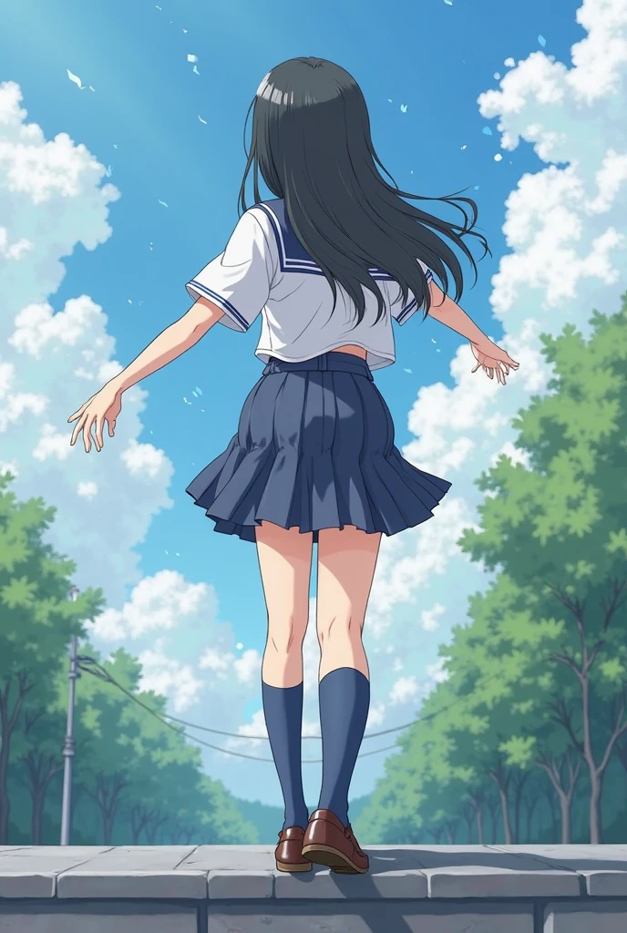 ((best quality)), ((masterpiece)), (detailed), High school girl {{{{{whose legs are 80% of her height}}}}}, very short upper body, {{{{{230cm}}}}}, school uniform, anime, sexy, slender, in the park
