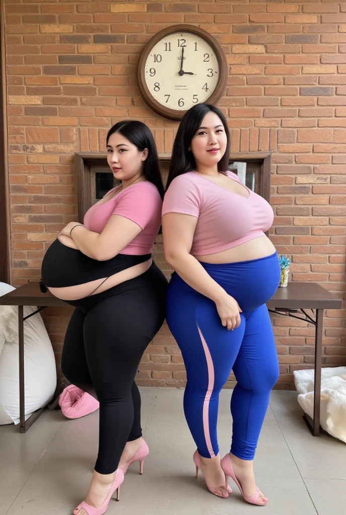 Extremely Hyperpregnant Andorran women with huge belly wearing a dress
