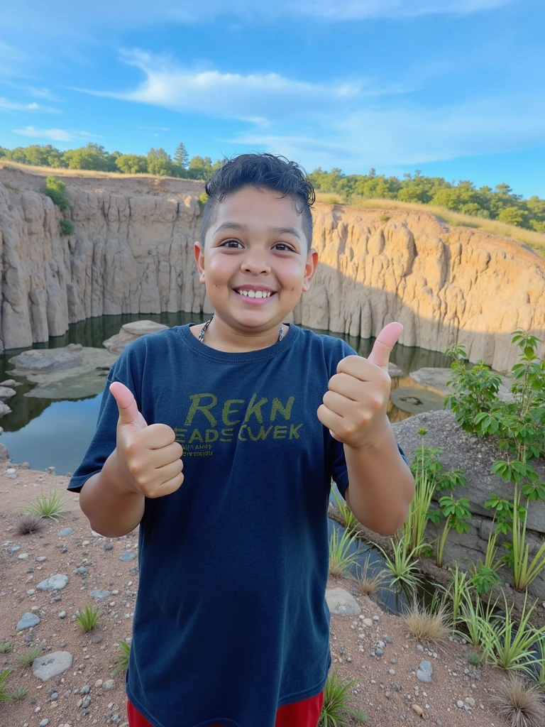  Smiling boy with rocks in the background