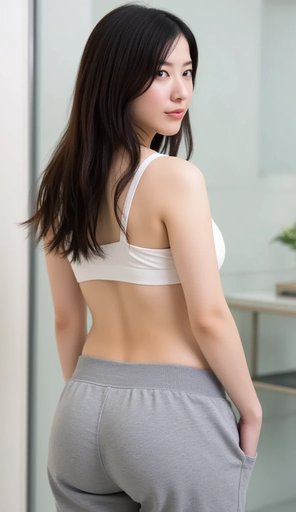 ulzzang -6500-v1.1, (Raw foto:1.2), (a photorealistic:1.4), a beautiful detailed girl, extremely detailed eye and face, Beautiful detailed eyes, Ridiculous, Unbelievably ridiculous, huge filesize, ultra detali, A high resolution, highly detaile, beste-Qualit, masterpiece,, ((Slender figure with big breasts)),gravure, highly detaile, The TDR, unification, 8kwall paper, splendid, finely detail, masterpiece, beste-Qualit, Highly detailed ticker uniform、8K、wall-paper, Light on the Face、电影灯光、A 24-year-old girl、((Glamour Model Body Type))、((dynamicposes)))、(A smile)、(Transcendent Beautiful Girl)、(Random hairstyle)、(ultra-fine breasts))、Whole human body、squat down and open your thighs wide、stick out buttocks、Depicted mainly on the buttocks、Big buttocks with tension、very large udder、Too much cleavage、White Micro Bikini、Inside the Japan commuter train、White T-back swimsuit、From behind、Wearing high heels、I can't wear a bra