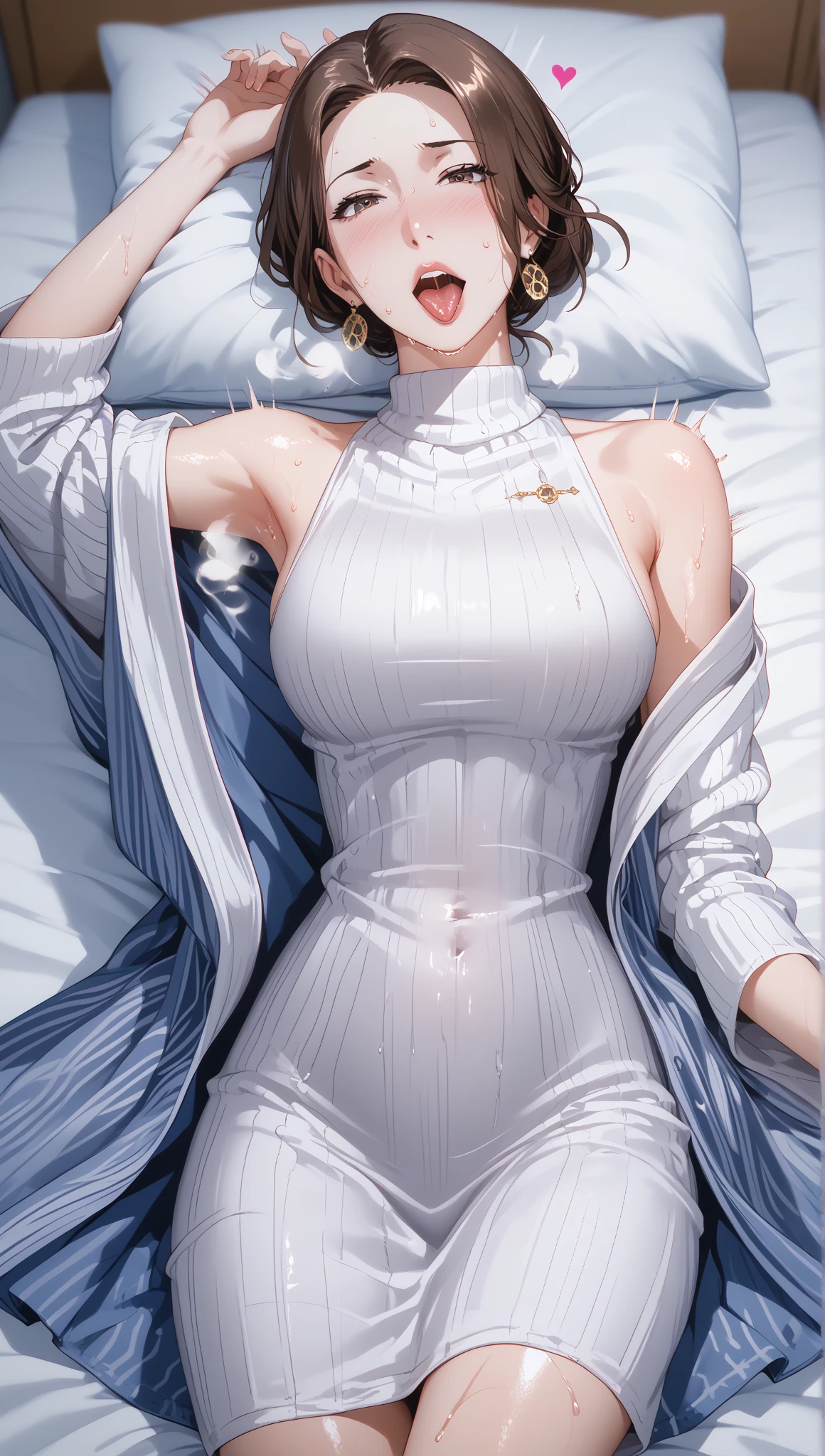 ((Biologically correct limb count))、(( Illustrations including faces))、4K、Masterpiece、((Focus on the face))、((Symmetrical, well-proportioned facial features))、Eyes with delicate depictions、Beautiful woman、Outstanding style、Slender Body、((sweat、pants suit)、High heels)、On the tatami、((Upper body close-up))、(Shy)