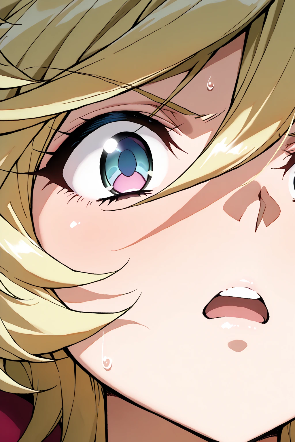 [1girl, shokuhou misaki, toaru majutsu no index], beautiful detailed eyes, yellow eyes, (tareme:1.6), (surprised, opened mouth), nsfw, (close-up mouth), Highest quality, Super detailed, masterpiece, Ultra-high resolution, 8k, Embarrassing, blush, Lovely, (Close one eye, With tears in her eyes and her mouth open), Sticky saliva