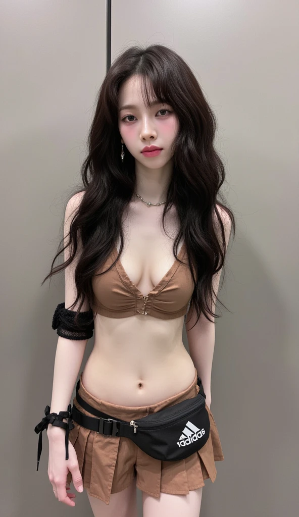 Rose from blackpink, wearing a black bikini, taking a mirror selfie, Tattoed