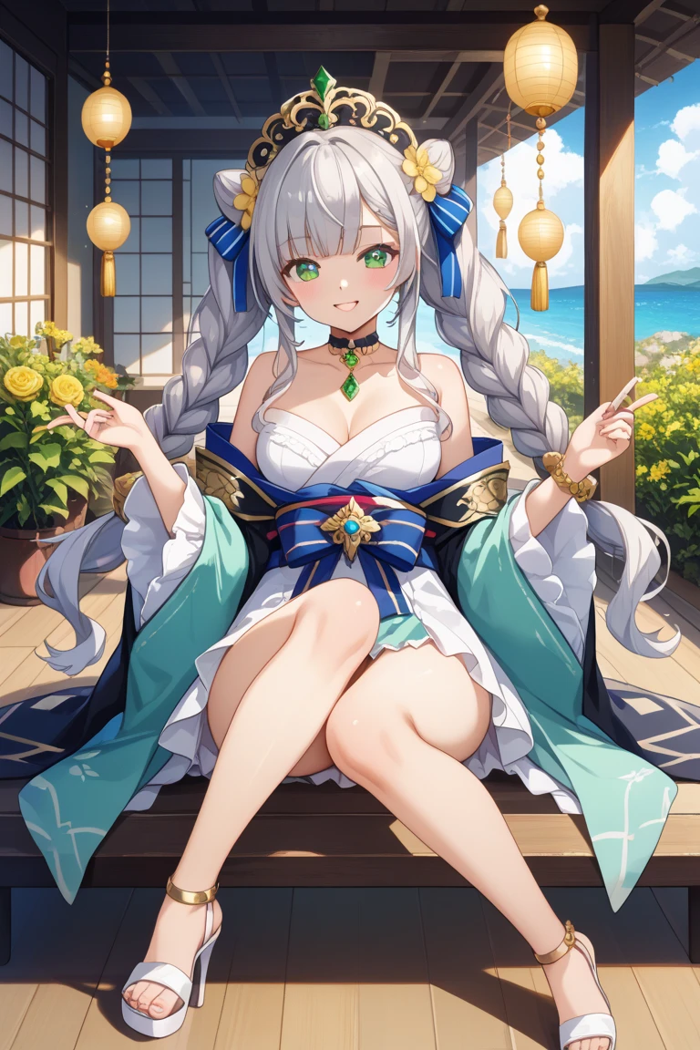 (masterpiece),best quality, expressive eyes, perfect face, 1girl,
Big breasts, H cup, Good breasts, beautiful, Gorgeous,Japanese cartoons,girl,lola, 
 Nipples clearly visible through clothes,bulonia peak,
1girl,
alone,
earrings,
long hair,
gray hair,
Drill hair,
gray eyes,pantyhose,sit, sit on ground, Legs on the ground