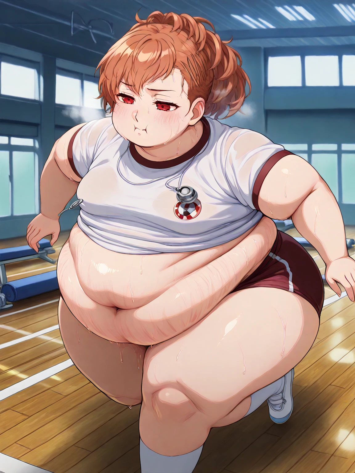 beautiful, (chubby), ((Shaved head)), (pudgy face), (naughty), ((high school students!), (handsome), (thick), (overweight), beefy, (cute), (little brat), (naughty brat), (belly button), Chubby body, (big belly), Sweaty body, (Smelly body), (sports), (Tank top), 