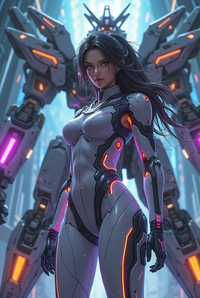 dark elf,Arshes・Nei,a woman in a futuristic suit with a glowing head and chest, cyberpunk art inspired by Marek Okon, cgsociety contest winner, digital art, gynoid cyborg body, girl in mecha cyber armor, cyber suit, cybersuit, in white futuristic armor, cybersuits, diverse cybersuits, gynoid body, echo from overwatch, perfect anime cyborg woman