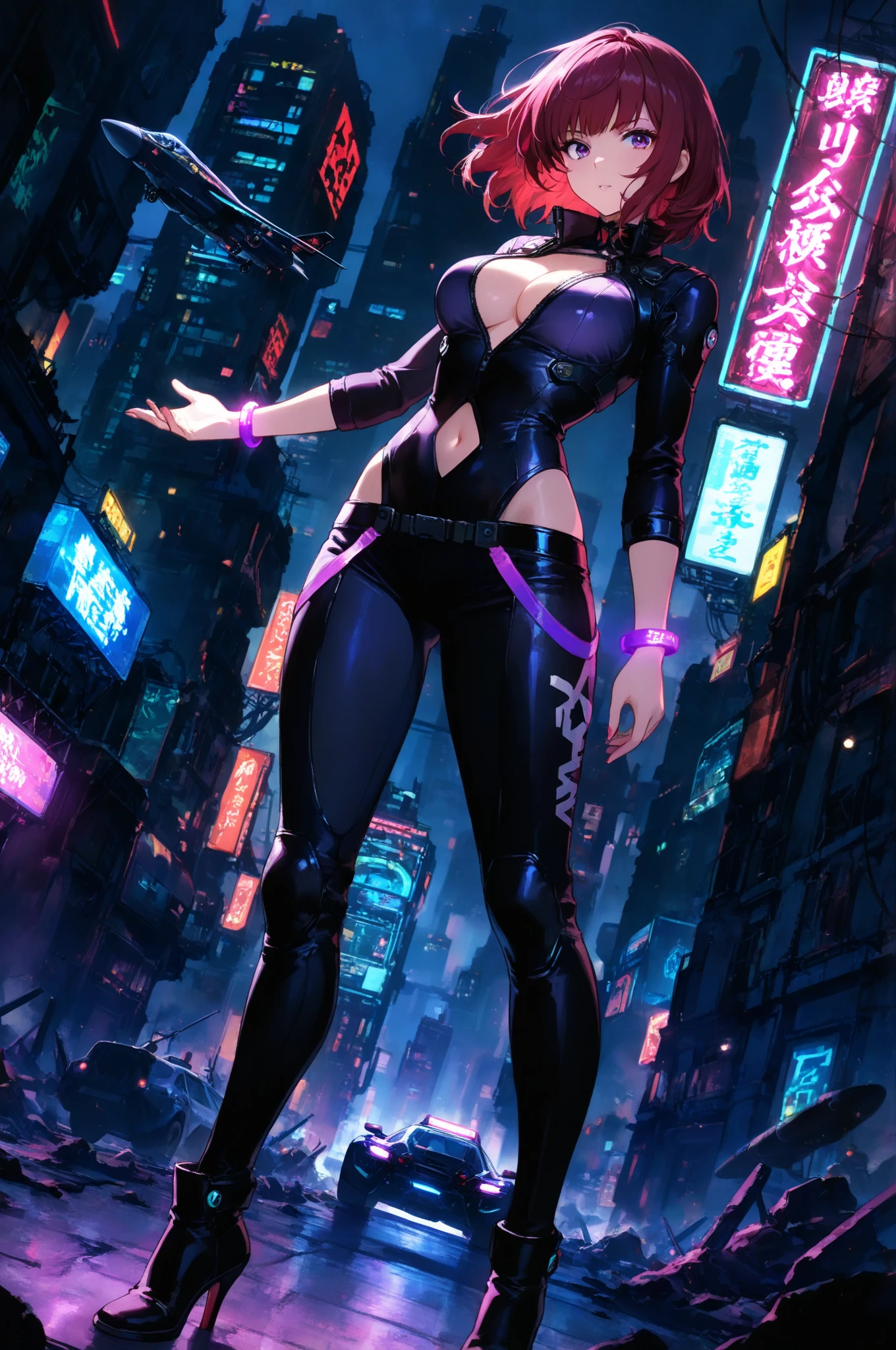 Nawra, tall anime Arab girl with black hair ponytail, yellow eyes, and a red top and black trousers, tall, athletic, strong, fit, muscular, fire!! full body, appears as the fire goddess, fire goddess, nico robin, hot fire goddess, she has fire powers, black - haired mage, ahri, her hair is on fire, style artgerm, full body portrait of a short!, the butterfly goddess of fire, genie girl, djinni girl, superpowered girl, fire elemental, martial artist, Chicago street