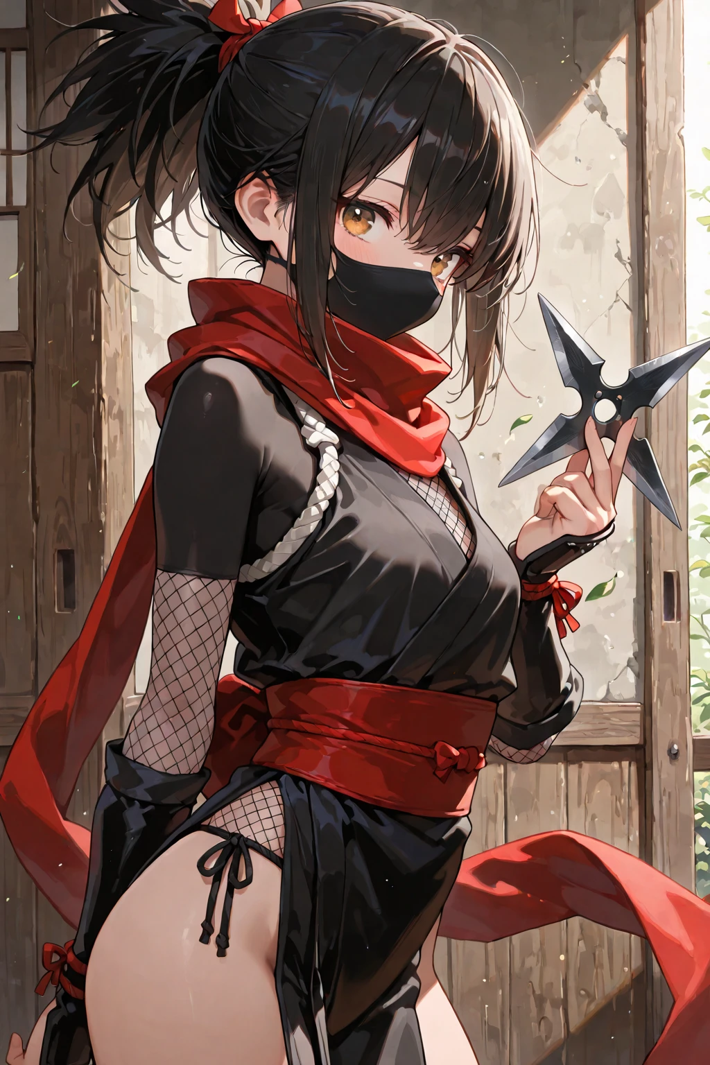 (Illustration of the best quality:1.2), (Chica kawaii:1.0), (1girl, solamente:1.0), (cabello negro, pelo corto negro:1.0), (kimono rojo, Tsubaki Pattern:1.0), (They are smiling:0.6), (parte superior del cuerpo:1.0), (ultra detallado, Altas Resoluciones:1.0), (SI NSFW) atado, Shibari, BDSM, servidumbre, hands atado behind, Boca amordazada, bare feet atado, Hogtie, takate kote, ball gag
