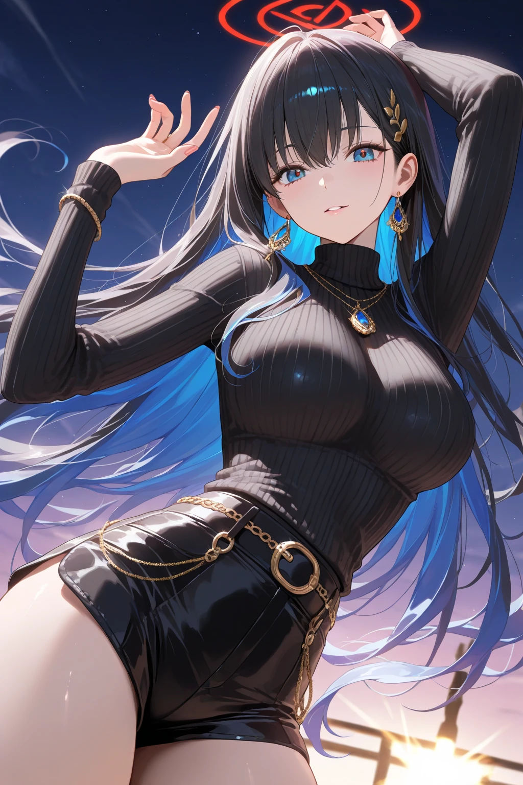 A breathtaking masterpiece grabs the attention, showcasing a 20-year-old chubby scholar girl posing in a captivating manner. Dressed in a flattering pleated skirt that accentuates her figure, she pairs it with a sleek, sleeveless top. Her dark eyes sparkle with intelligence and a hint of pleasure. A long, shiny black ponytail cascades down her back, and a light, transparent veil adorns her head, exuding charm and allure.
This stunning artwork, created by the renowned artist Artgerm, boasts maximalist elements that truly make it a standout piece. With an 8k anime-