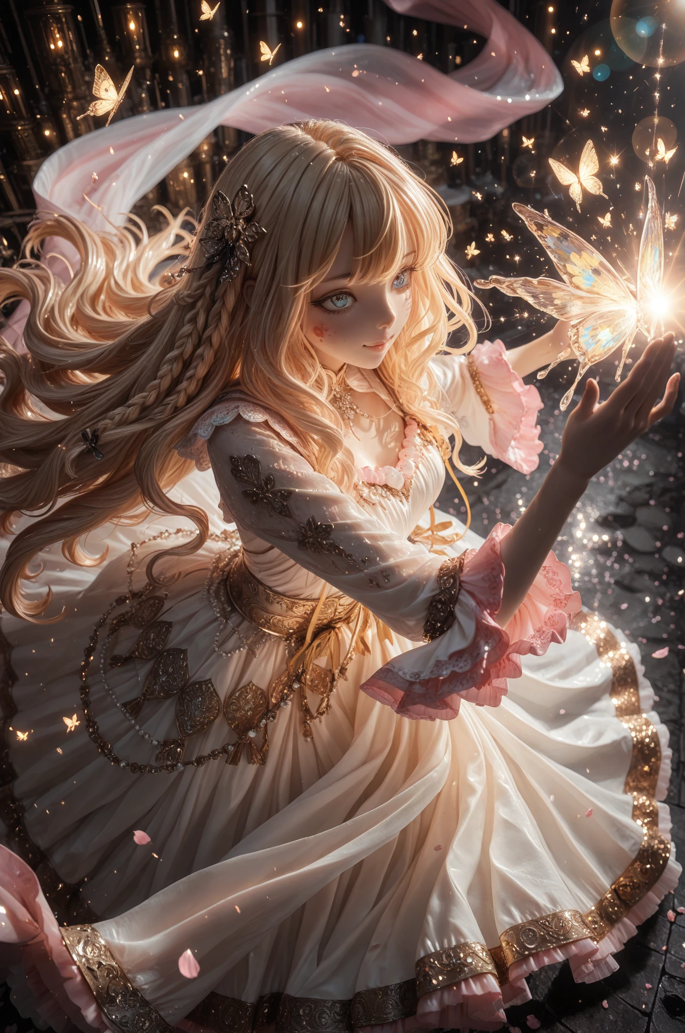 8K,(Asuna(As estrelas): 1.6),one-girl, Alone,(perfect anatomia:1.43), (Medium hair:1.55) ,(Half up, half down:1.45),By bangs, Brown eyes,Fine Eye,(Sad smile:1.3),White stockingrown hair:1.6),boots stained with blood,(18yr old:1.5),full bodyesbian,(血色白银full bodyesbian板甲与浸血长斗篷的融合:1.63),(of shoulders:1.5),(mini-skirts:1.26),(Holding a bloody sword:1.43),(Standing on the blood pool battlefield on a moonlit night:1.52),fanciful,(blood effect:1.5erspectives,Eye level view,(shadowing:1.21)