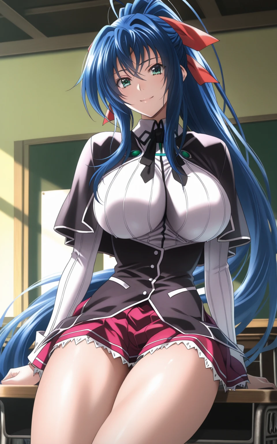 aqua hair, medium hair, blue eyes,photorealistic, high resolution, soft light,1women, solo, hips up, shining skin, (detailed face), strapless leotard, pantyhose, rabbit ears, folded ponytail, putple hair, necktie, wrist cuffs (wearing a satin corset and thigh highs), jewelry, tattoo
