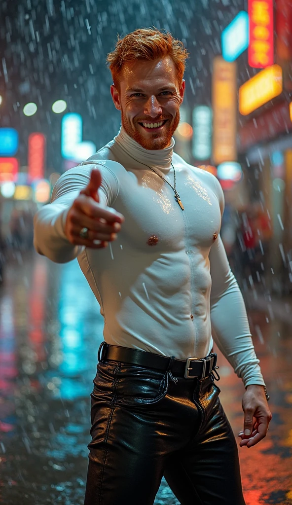 Full Body photorealistic 1 boy,Handsome Jack Frost,tall and strong,perfect male figure, eyes looking at camera, shirtless . ((Pale white skin)), ????, snow,silver hair,serious expression,necklace,Ray tracing. Smiling