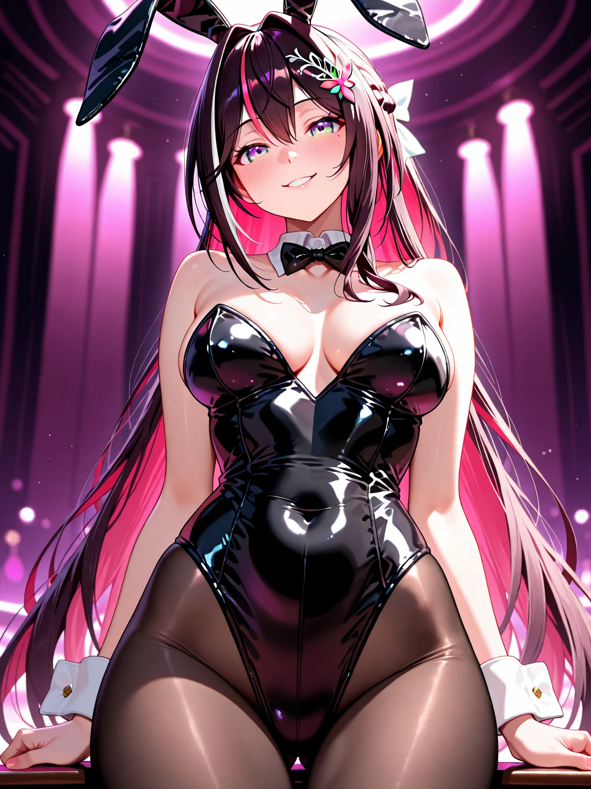 A female high school student，高bigger身材，bigger，Perverted smile，Dancing，Reveals a pink one
