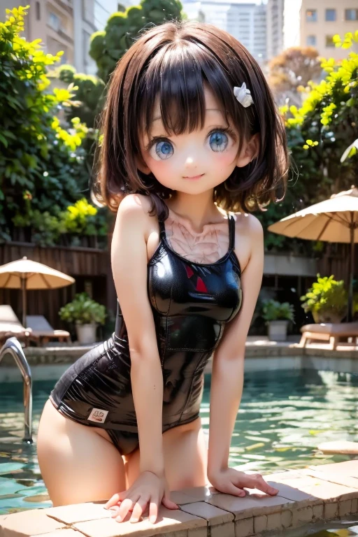 The little girl is cute and has a good figure