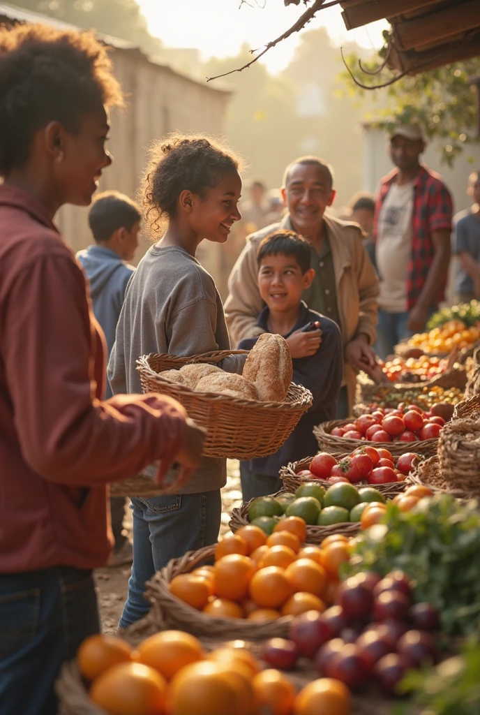 To listen to the happy guava and apple vendor's speech and take the guava from the child and together with a 9-year-old girl in 4k quality