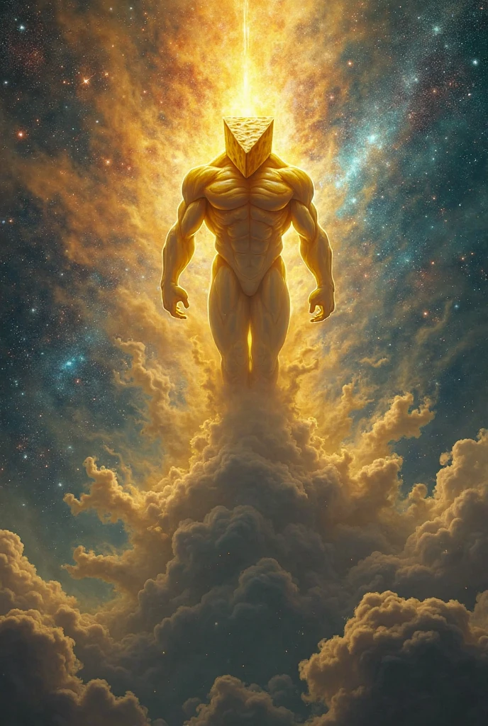 (photorealism:1.2),He was robed in a cloud, with a rainbow above his head; his face was like the sun, and his legs were like fiery pillars,Giant