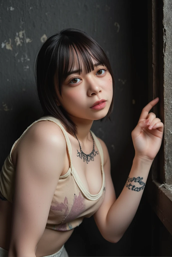 Punk in revolution clothes with heavy makeup and spiky hair Japanese design 
