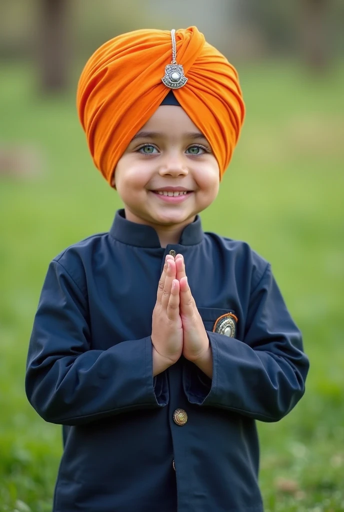 please generate a picture of a Sikh baby praying to god in Gurdwara